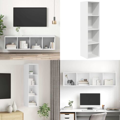 TV de pared con madera contrachapada blanco 37x37x142,5 cm - Soporte de TV - Armario de pared