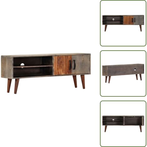 TV in acacia - vidaXL Mobile TV Grigio 130x30x46 cm in Legno Massello di Mango Grezzo - Mobile TV moderno