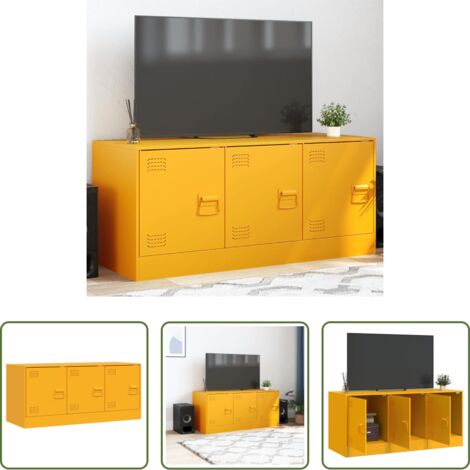 TV in acciaio -  Mobile Porta TV Giallo Senape 99x39x44 cm in Acciaio