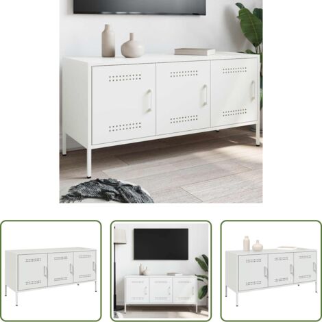 TV in acciaio -  Mobile TV Bianco 100,5x39x50,5 cm in Acciaio