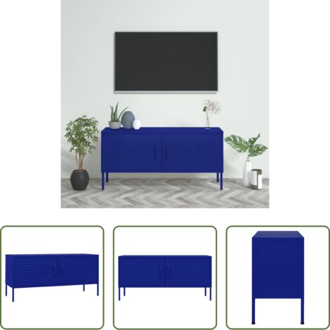 TV in acciaio -  Mobile TV Blu Marino 105x35x50 cm in Acciaio