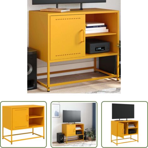TV in acciaio -  Mobile TV Giallo Senape 68x39x60,5 cm in Acciaio