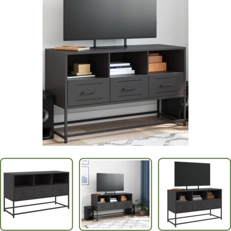 TV in acciaio -  Mobile TV Nero 100,5x39x60,5 cm in Acciaio
