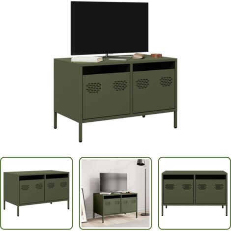 TV in acciaio -  Mobile TV Verde Oliva 68x39x43,5cm in Acciaio Laminato a Freddo
