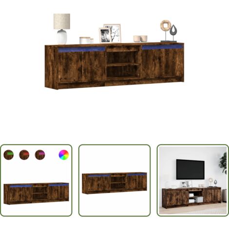 TV in casa -  Mobile Porta TV con LED Rovere Fumo 180x34x50cm in Truciolato