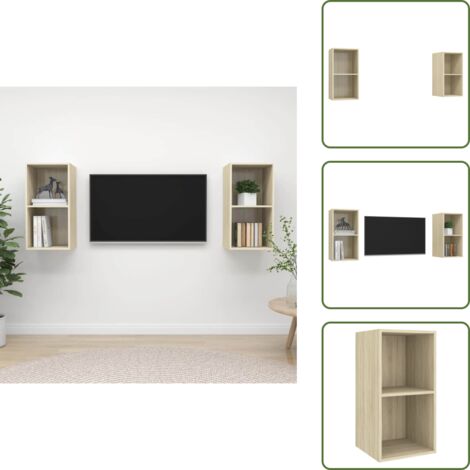 TV in casa - vidaXL Mobile TV a Parete 2 pz Rovere Sonoma in Truciolato - Supporto TV verticale