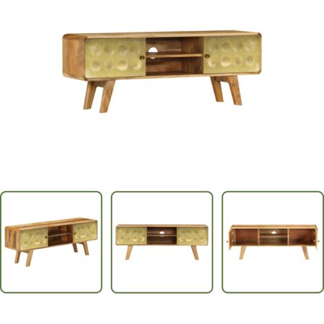 TV in legno -  Mobile Porta TV in Legno Massello di Mango 120x30x45 cm