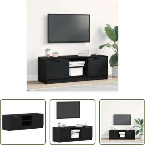 TV in legno -  Mobile TV Rovere Nero 102 x 32 x 35.5 cm Legno multistrato