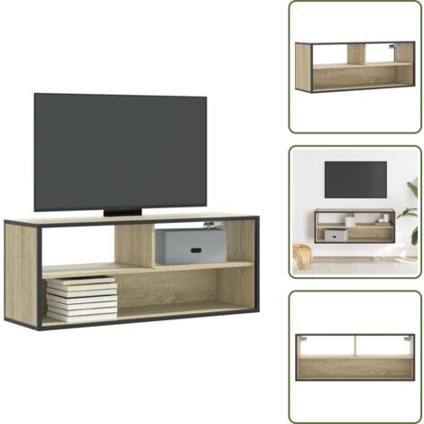 TV in legno - vidaXL Mobile TV Rovere Sonoma 100x31x39,5cm Legno Multistrato Metallo - Mobile in metallo