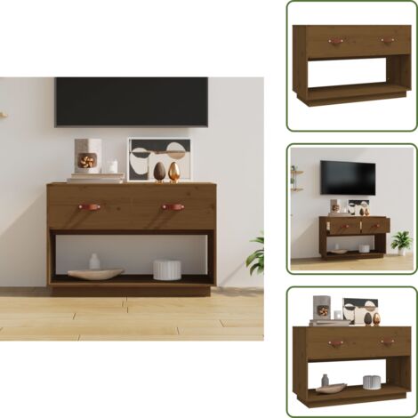 TV in pino - vidaXL Mobile Porta TV ambra 90x40x60 cm in Legno Massello di Pino - Mobile in pino