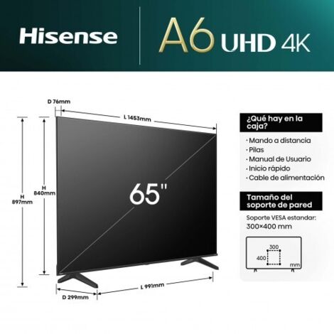 TV LED 4K UHD HISENSE 65A6N 65"   VIDAA, HDR