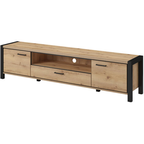 LOMADOX TV Lowboard ACCRA-83 in Taurus Eiche Nb. und schwarzem Gestell, B/H/T: ca. 210/50/41 cm