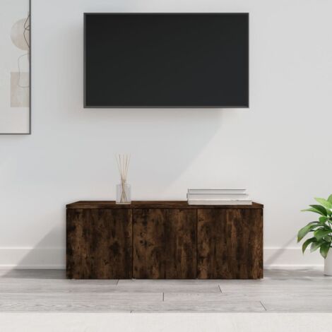 TV-Lowboard für Wohnzimmer TV Schrank TV-Möbel Räuchereiche 80x34x30 cm Holzwerkstoff DE99764