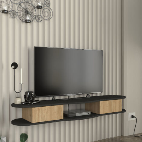 TV-Lowboard hängend Nyskiri 150x35x19 cm Anthrazit/Eicheoptik [en.casa]