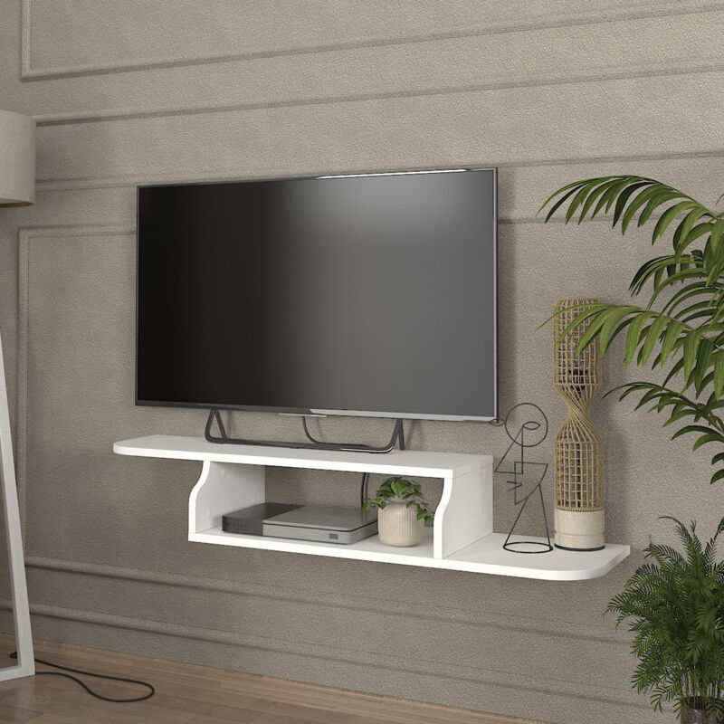 [en.casa] - Tv-lowboard Hängend Kershaby 120x30x19 Cm Weiß