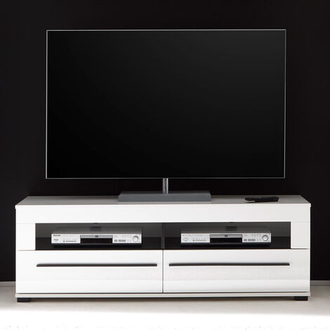 TV-Lowboard in Hochglanz weiß Hifi-Rack COLORADO-61 mit 2 Schüben BxHxT: 140x47x42cm - weiß