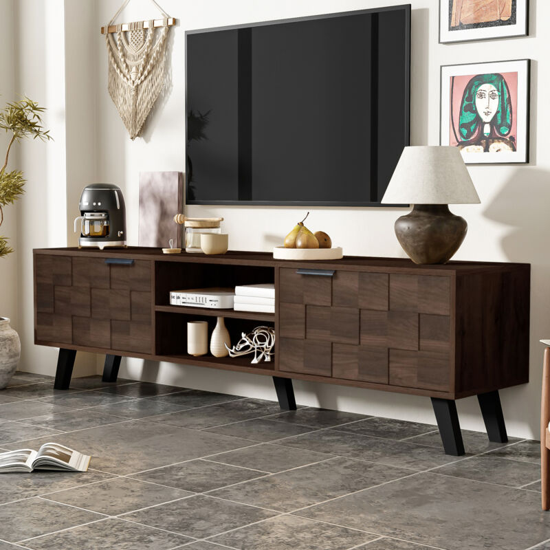 Stilvora Tv-lowboard Mit 2 Türen Und 2 Offenen Fächern, Moderner Stil, Wohnzimmer, 160, 5×35, 5×45 Cm, Aus Spanplatte, Holz