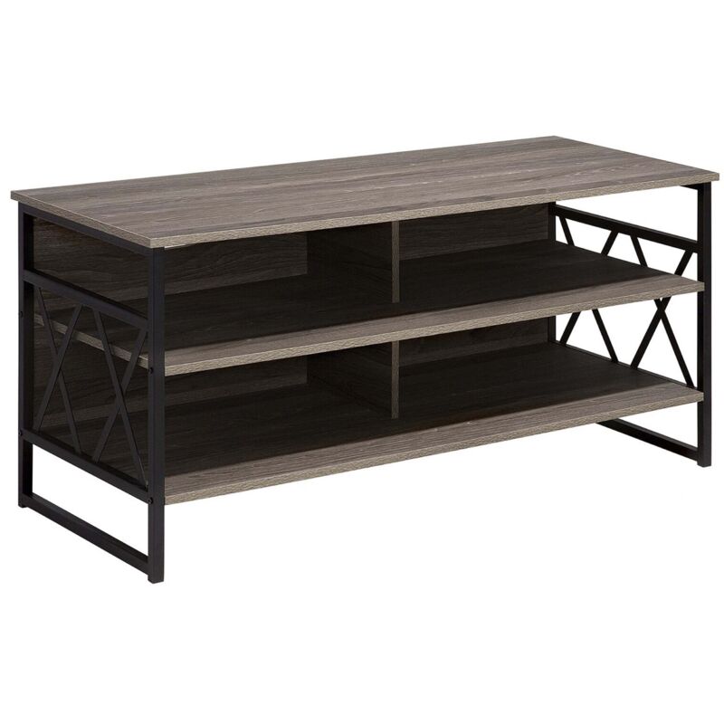 Beliani - Tv Möbel Holzoptik Spanplatte Pulverbeschichtetes Metall 56 X 120 X 51 Cm Modern Elegant Praktisch Multifunktional Offene Fächern