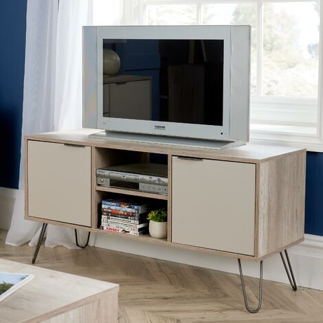 main image of "TV Media Unit Cabinet Stand Cupboard 115cm 2 Doors Driftwood Effect Living Room"