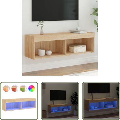 TV mobile con luci RGB -  Mobile Porta TV con Luci LED Rovere Sonoma 100x30x30 cm