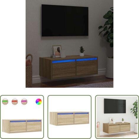 TV mobile con luci RGB -  Mobile Porta TV con Luci LED Rovere Sonoma 75x35,5x25 cm