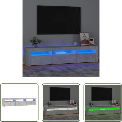 TV mobile -  Mobile Porta TV con Luci LED Grigio Cemento 180x35x40 cm