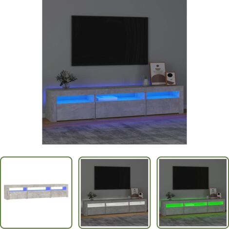 TV mobile -  Mobile Porta TV con Luci LED Grigio Cemento 195x35x40 cm