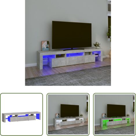 TV mobile -  Mobile Porta TV con Luci LED Grigio Cemento 200x36,5x40 cm