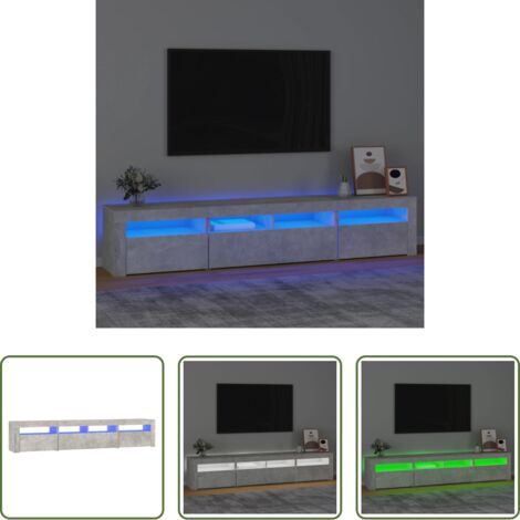 TV mobile -  Mobile Porta TV con Luci LED Grigio Cemento 210x35x40 cm