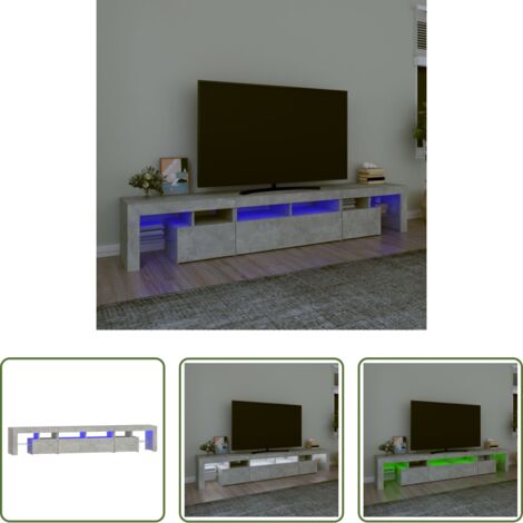 TV mobile -  Mobile Porta TV con Luci LED Grigio Cemento 230x36,5x40 cm