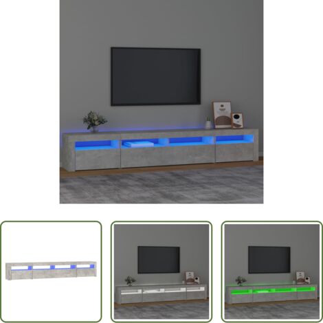 TV mobile -  Mobile Porta TV con Luci LED Grigio Cemento 240x35x40 cm