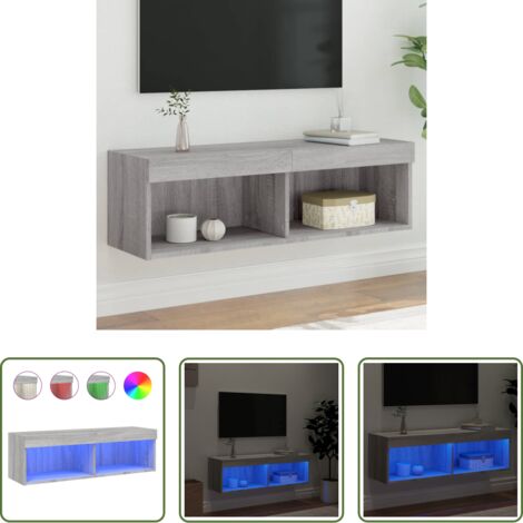 TV mobile -  Mobile Porta TV con Luci LED Grigio Sonoma 100x30x30 cm