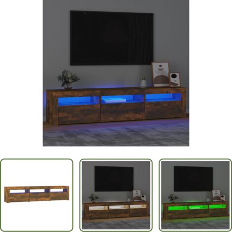 TV mobile -  Mobile Porta TV con Luci LED Rovere Fumo 180x35x40 cm
