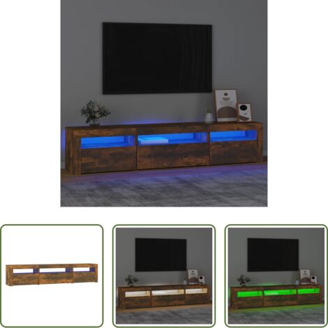 TV mobile -  Mobile Porta TV con Luci LED Rovere Fumo 195x35x40 cm