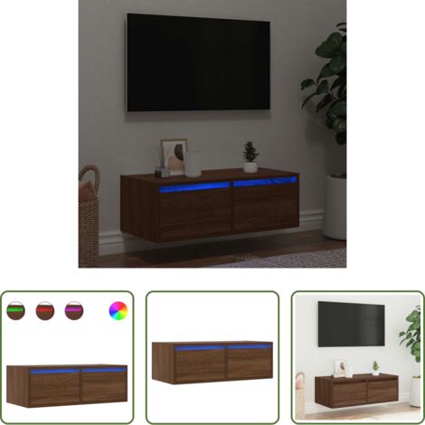 TV mobile -  Mobile Porta TV con Luci LED Rovere Marrone 75x35,5x25 cm