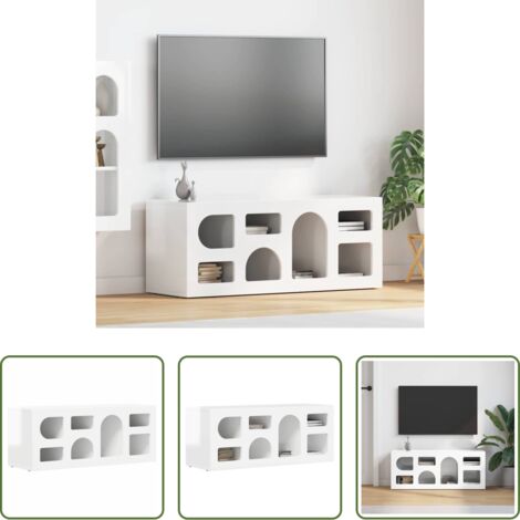 TV mobile -  Mobile TV Bianco Lucido 100 x 35 x 40 cm Legno multistrato