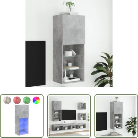 TV mobile -  Mobile TV con Luci LED Grigio Cemento 40,5x30x102 cm