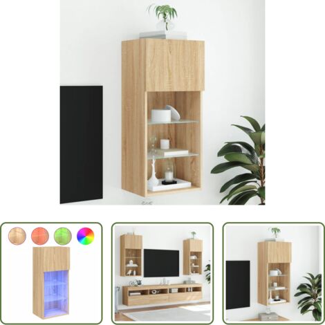 TV mobile -  Mobile TV con Luci LED Rovere Sonoma 40,5x30x90 cm