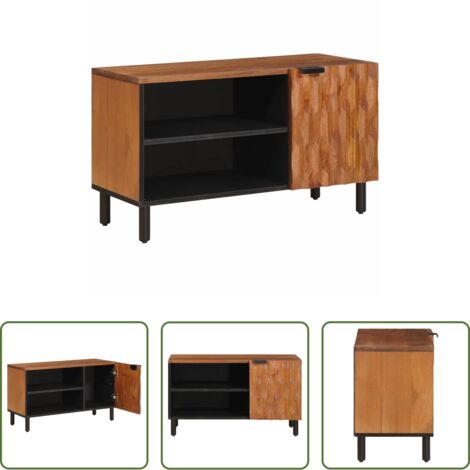TV mobile -  Mobile TV con porta Finitura Marrone Acacia 80 x 33 x 46 cm