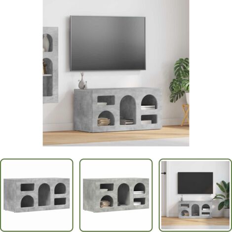 TV mobile -  Mobile TV Grigio cemento 80 x 35 x 40 cm Legno multistrato