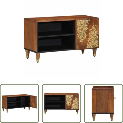 TV mobile -  Mobile TV Marrone miele 80 x 33 x 46 cm Legno di mango massello
