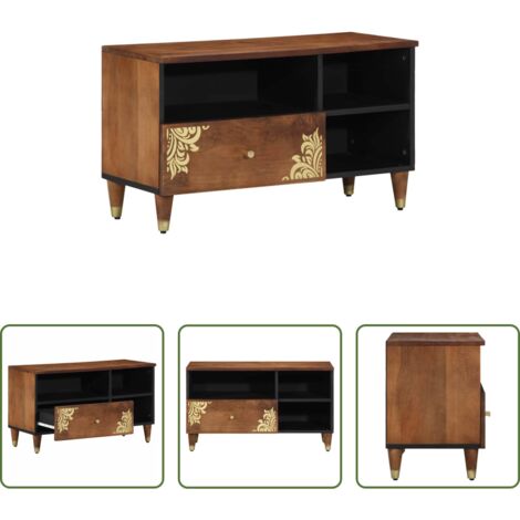 TV mobile -  Mobile TV Marrone miele 80 x 33 x 46 cm Legno di mango massello