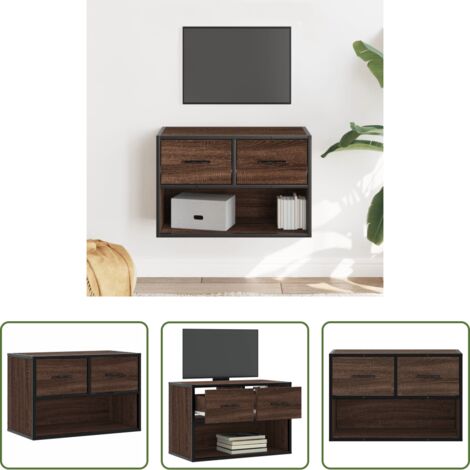 TV mobile -  Mobile TV Rovere Marrone 60x31x39,5cm in Truciolato e Metallo