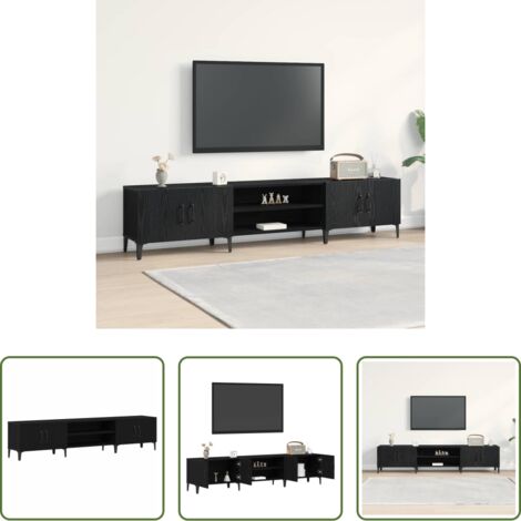 TV mobile -  Mobile TV Rovere Nero 180 x 31,5 x 40 cm Legno multistrato