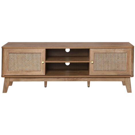 CALICOSY TV-Möbel 2 Türen mit Rattan-Geflecht L140 cm - PALMO