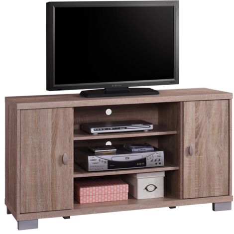 TV-Möbel BELEK 120 cm mit 2 Türen und 3 Fächern in Sonoma-Farbe.