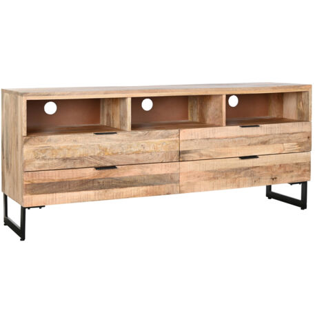 TV-Möbel DKD Home Decor natürlich Schwarz Metall Mango-Holz (150 x 40 x 65 cm)