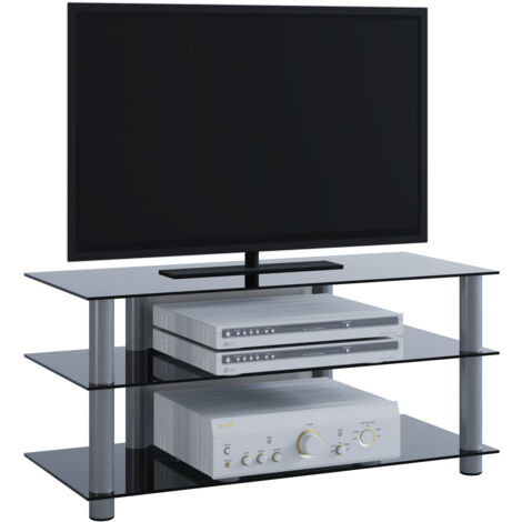 TV Möbel Fernseh Rack Alu Glas Netasa