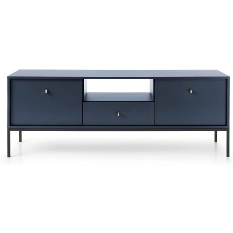 TV-MÖBEL KOMMODE DUNKELBLAU SCHWARZE FÜSSE 153.5x56.2x39cm MONO