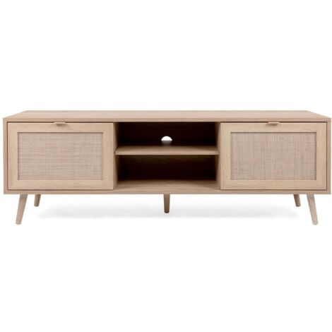 LES TENDANCES TV-Möbel mit 2 Türen L150 cm - Rattan-Druck - Bali
